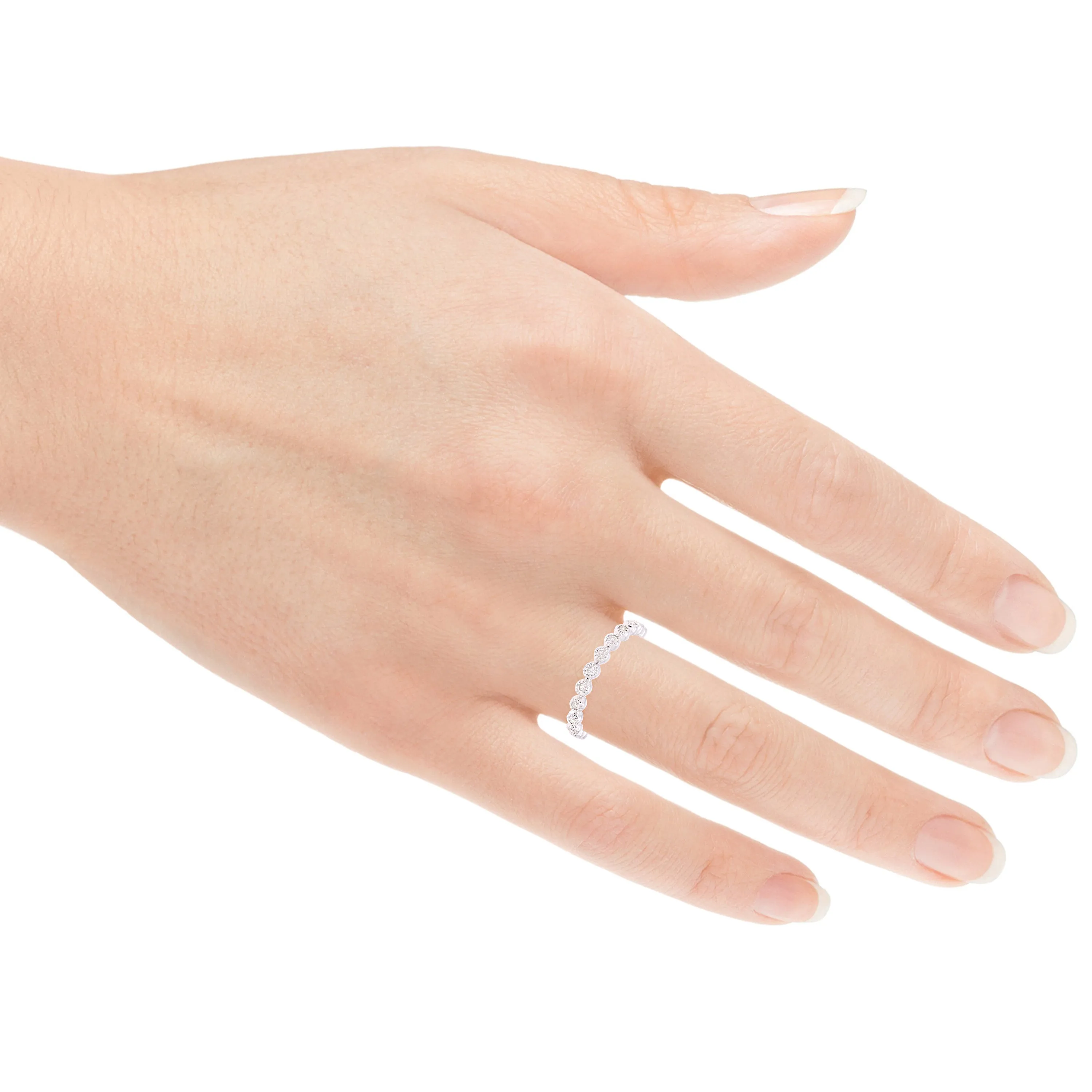 14k Yellow White or Rose Gold 0.20ctw Diamond Bezel Half Eternity Wedding Band Ring Size 7