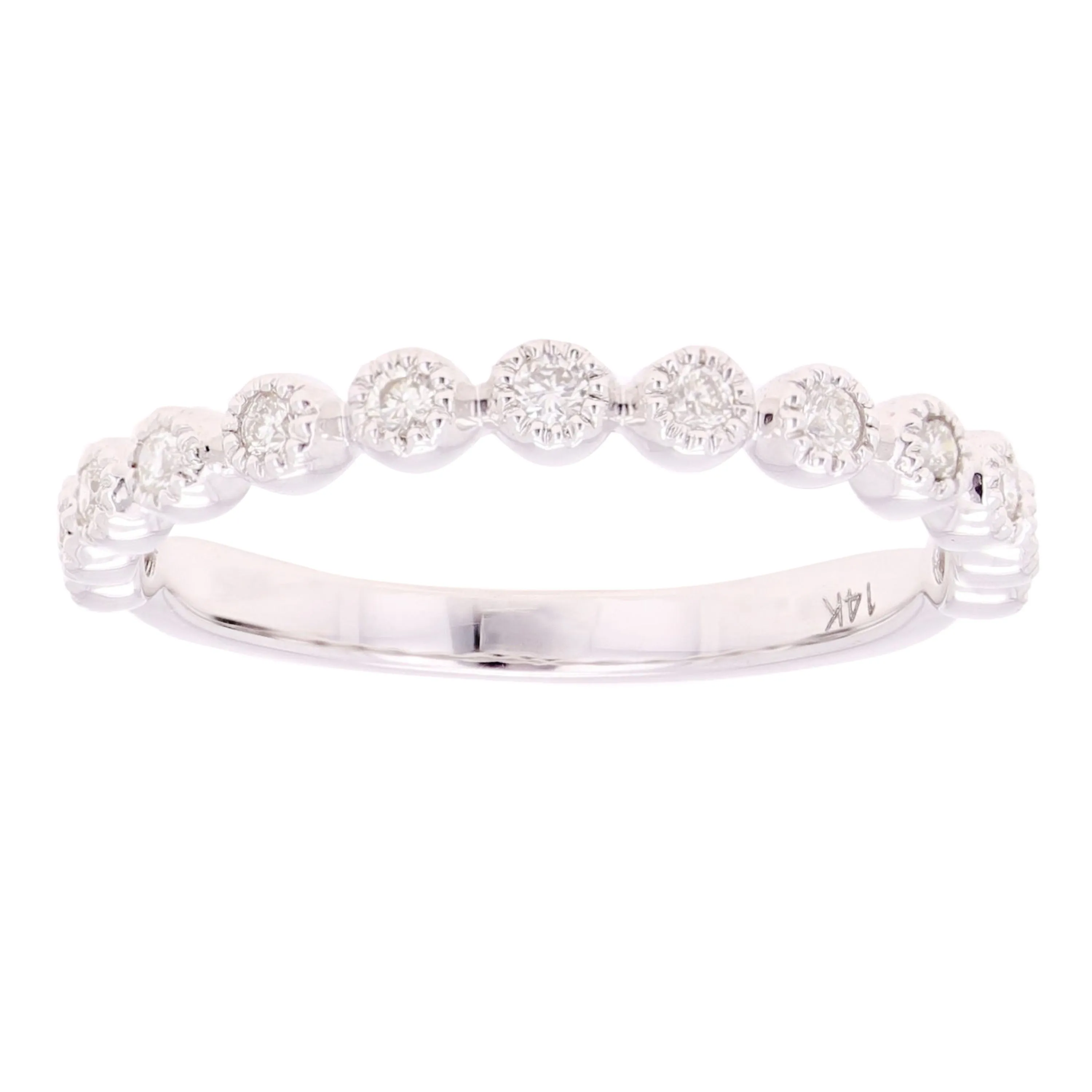 14k Yellow White or Rose Gold 0.20ctw Diamond Bezel Half Eternity Wedding Band Ring Size 7