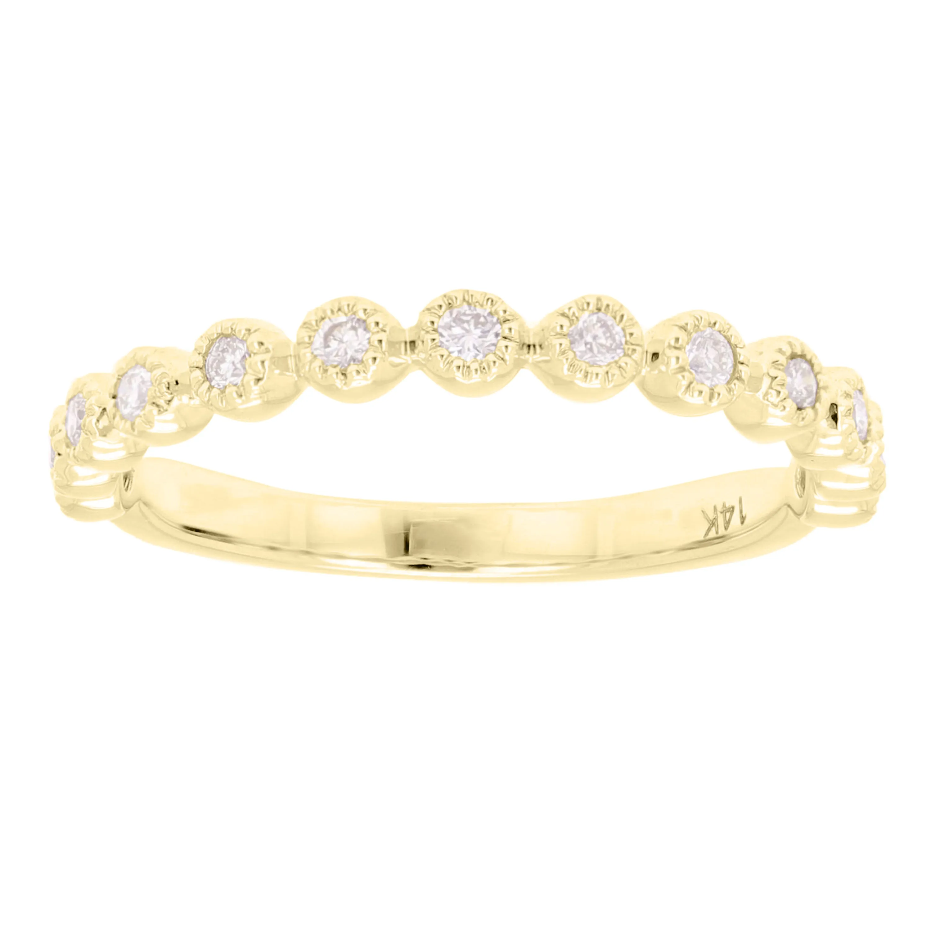 14k Yellow White or Rose Gold 0.20ctw Diamond Bezel Half Eternity Wedding Band Ring Size 7