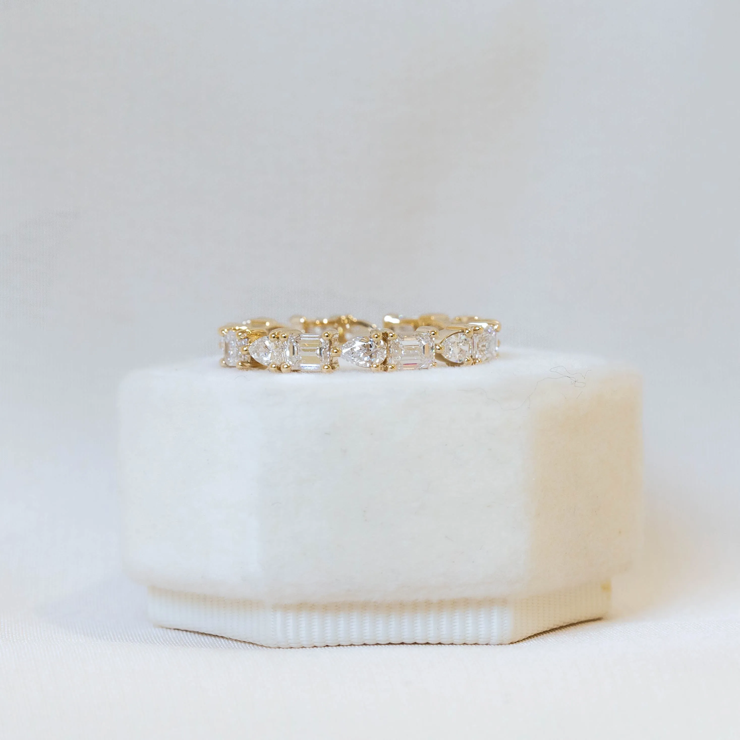 14ky 2.19ctw Pear & Emerald-Cut Lab-Grown Diamond Band