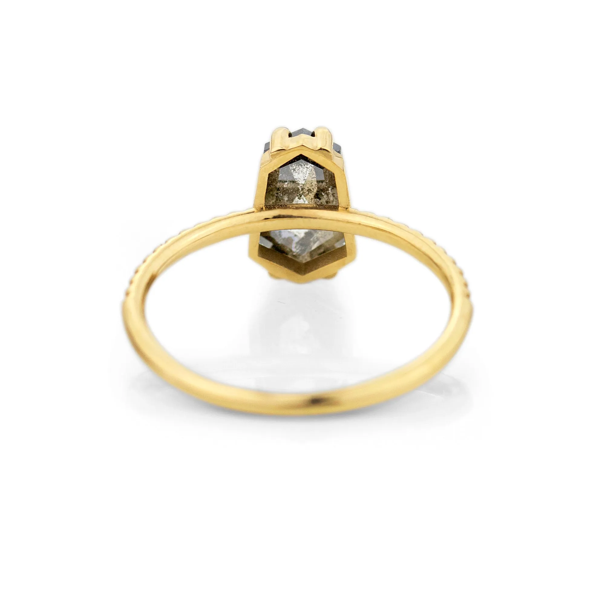 1.5 ct Hexagon Salt and Pepper Diamond Ring
