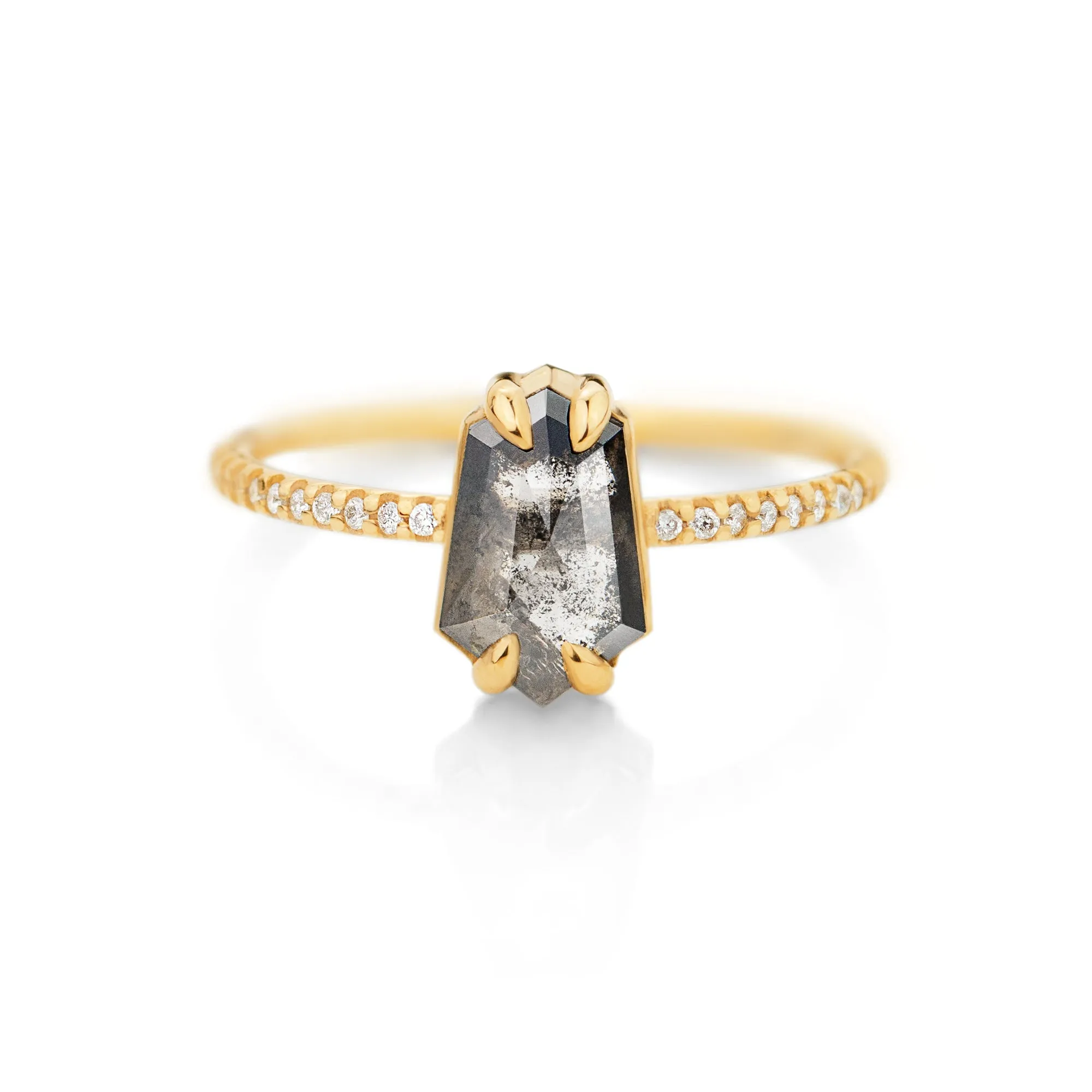 1.5 ct Hexagon Salt and Pepper Diamond Ring