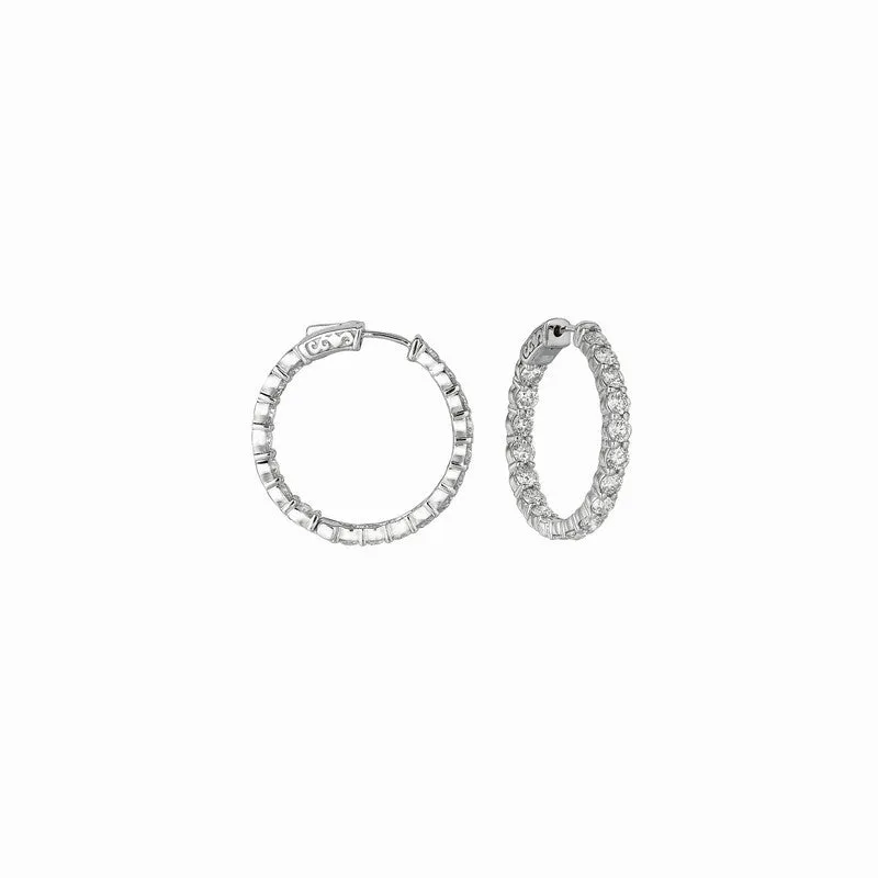 15 POINTER HOOP EARRINGS/PATENTED SNAP LOCK 14K GOLD (5.54 CTW)