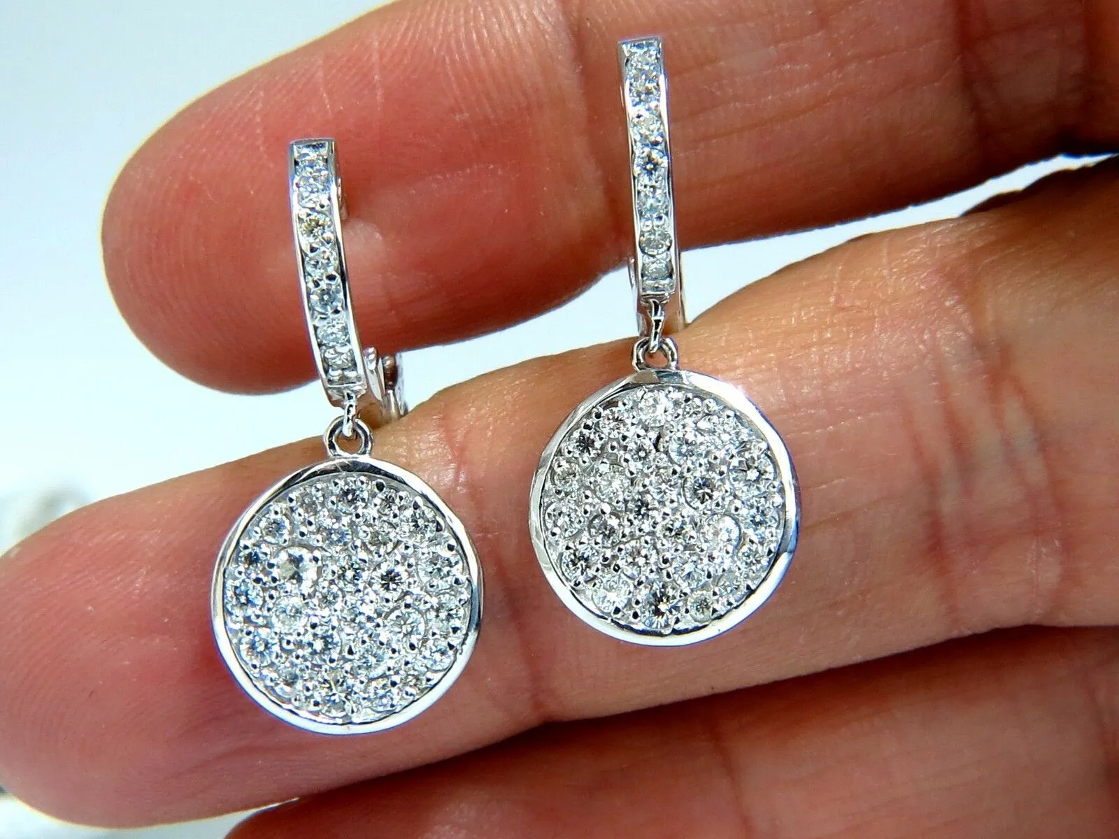 1.50ct natural diamonds dangle earrings 14kt circle dangles