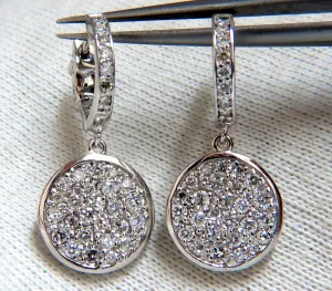1.50ct natural diamonds dangle earrings 14kt circle dangles