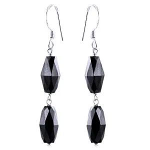 16 Ct Fancy Drum Shape Black Diamonds Dangler Earrings, Amazing Look with Great Sparkle