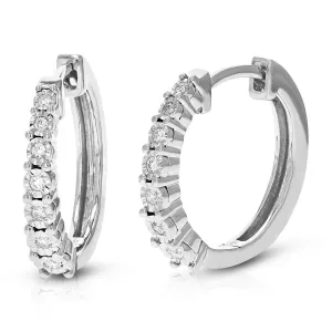 1/6 cttw Lab Grown Diamond Graduated Hoop Earrings in Sterling Silver