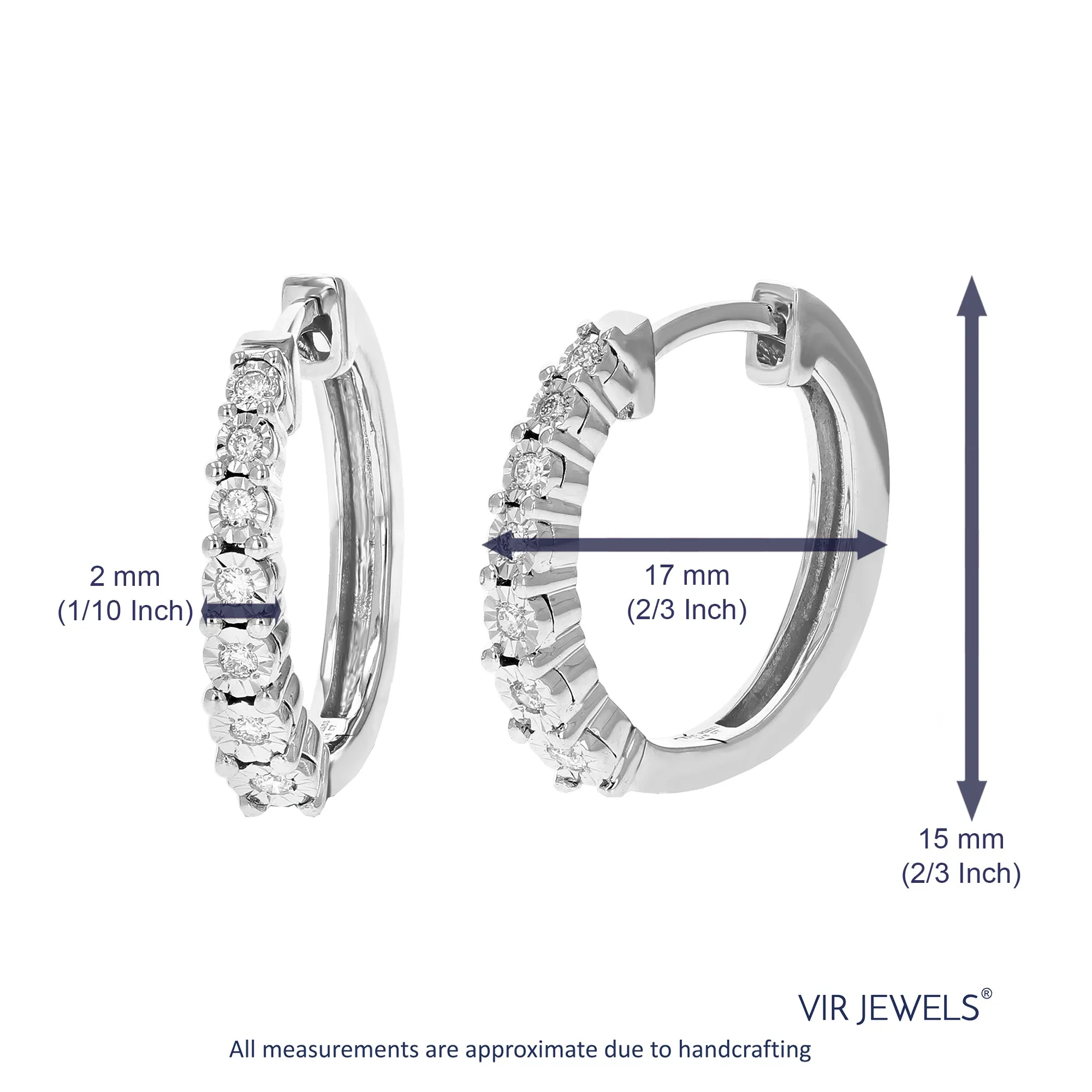 1/6 cttw Lab Grown Diamond Graduated Hoop Earrings in Sterling Silver