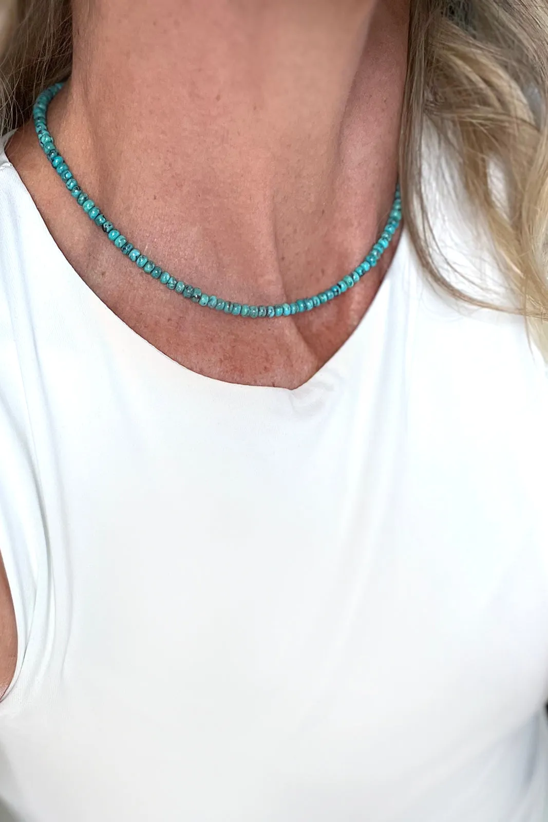 16" Kingman Turquoise Beaded Necklace