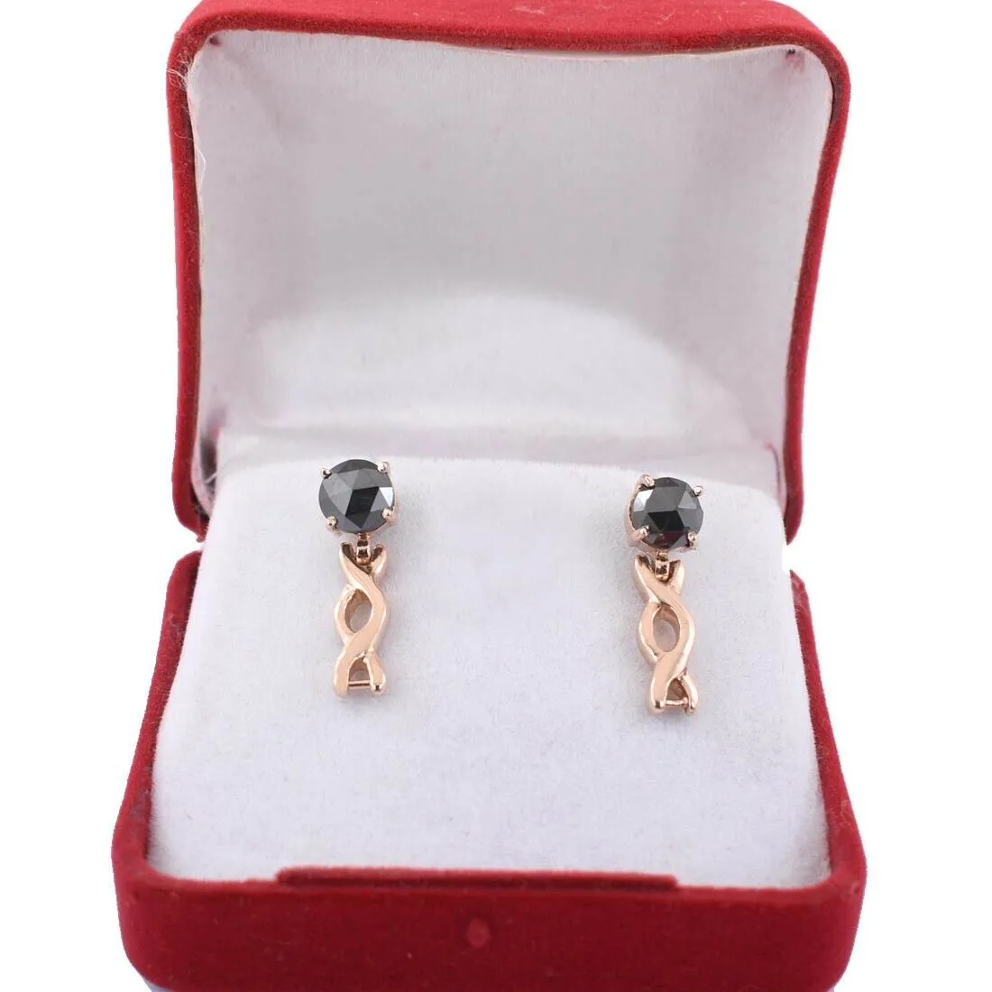 1.70 Ct Certified, Rose-Cut Black Diamond Studs In Dangler Style, Latest Design with Great Sparkle