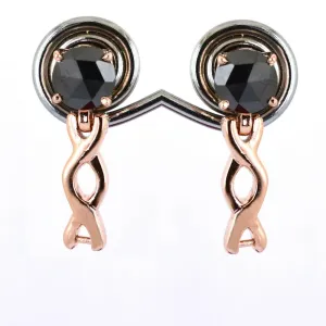 1.70 Ct Certified, Rose-Cut Black Diamond Studs In Dangler Style, Latest Design with Great Sparkle