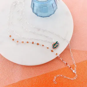 18 - 32” Florida Paperclip Chain & Enamel Logo Necklace Set