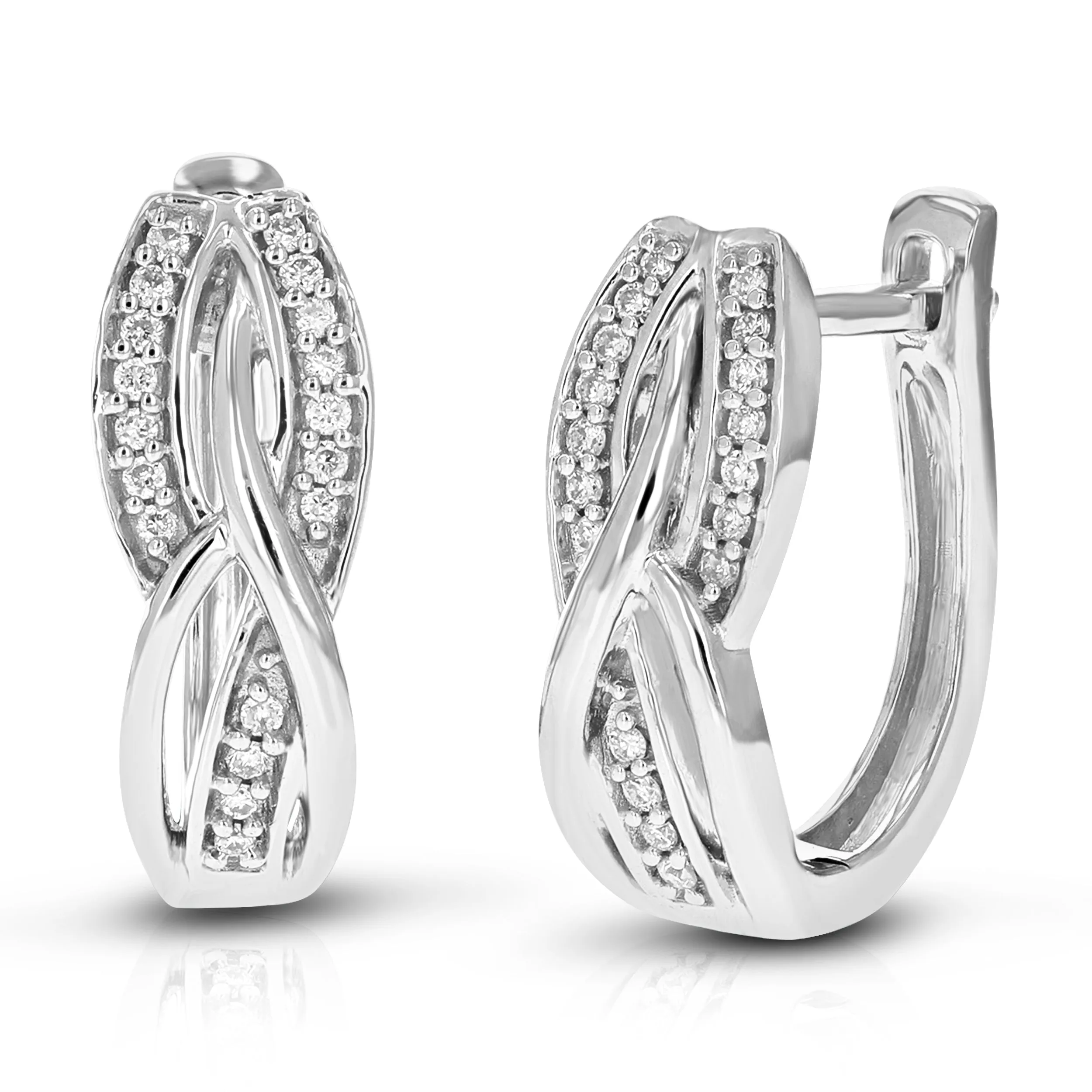 1/8 cttw Lab Grown Diamond Infinity Hoop Earrings in Sterling Silver