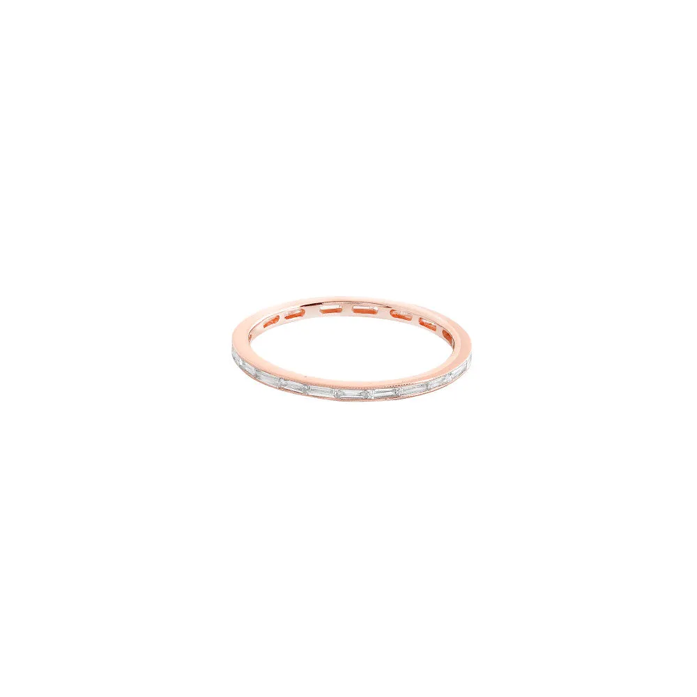 18 Karat Rose Gold Eternity Band with Baguette Diamonds