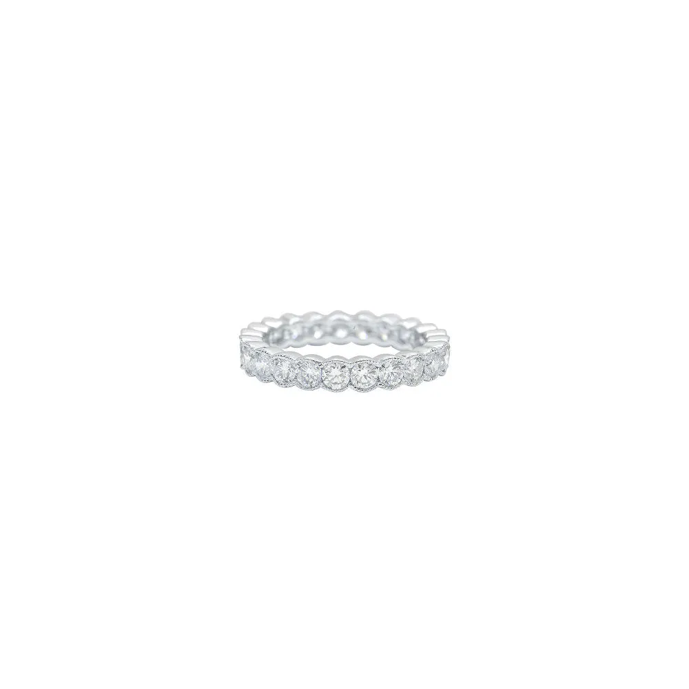18 Karat White Gold Scalloped Diamond Eternity Ring
