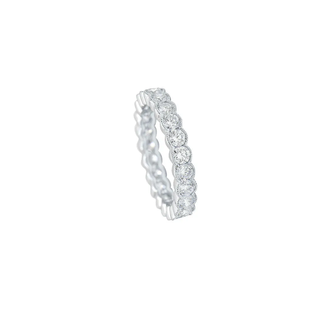 18 Karat White Gold Scalloped Diamond Eternity Ring