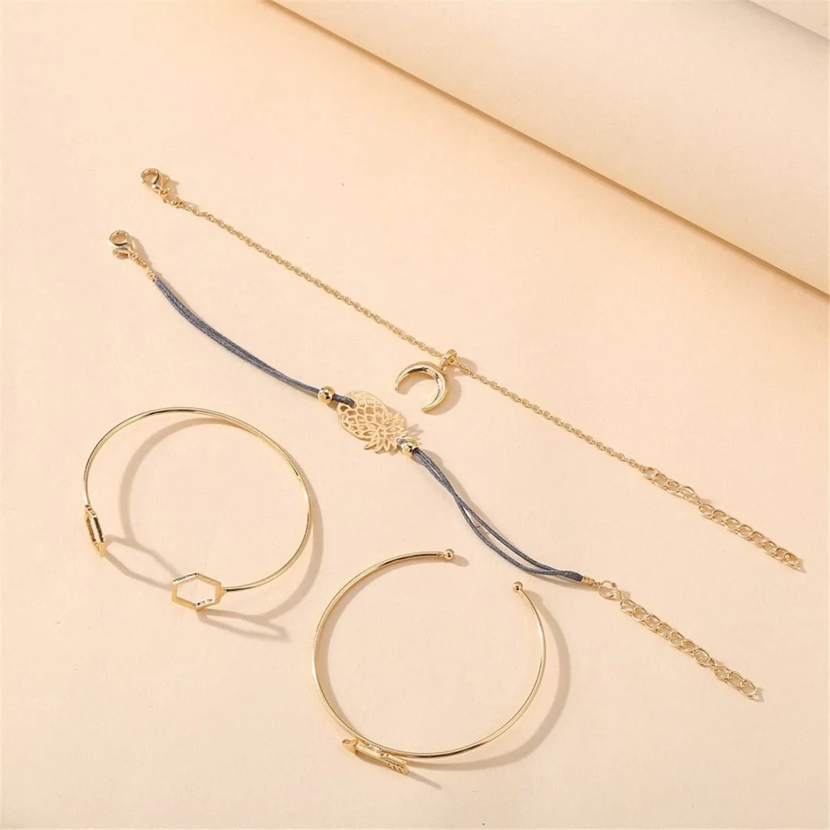 18K Gold-Plated Moon Charm Bracelet Set