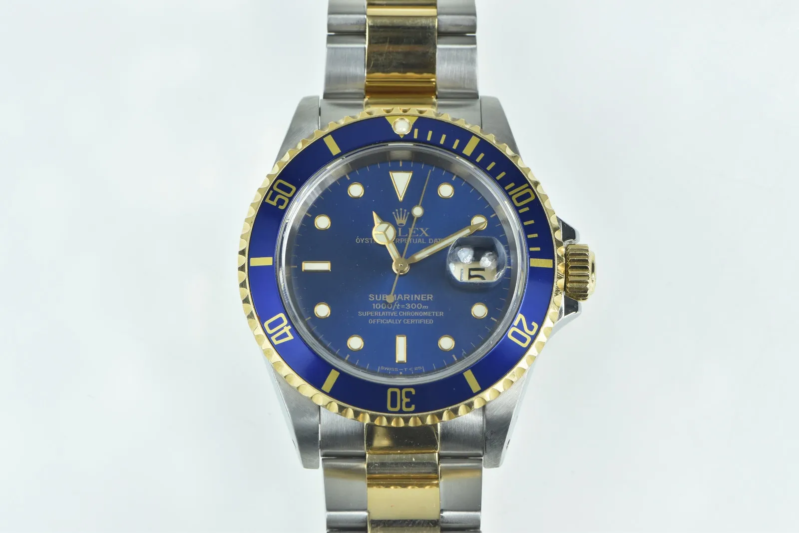 18K / SS Rolex Submariner Date 16613 Blue Bezel Dial Men's Watch