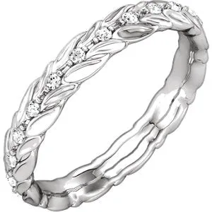 18K White 1/6 CTW Diamond Sculptural-Inspired Eternity Band Size 6.5