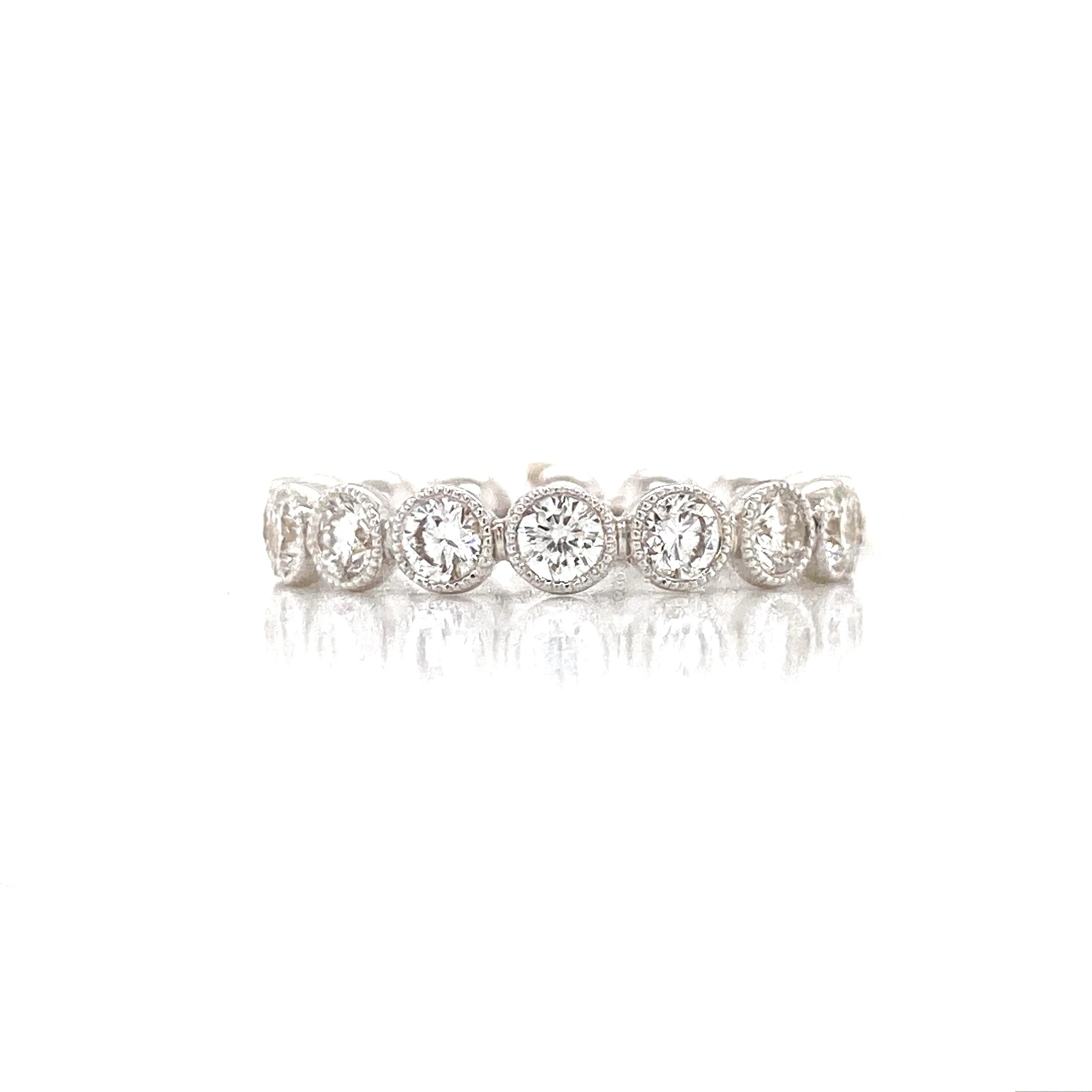 18K White Gold Diamond Milgrain Bezel Eternity Band