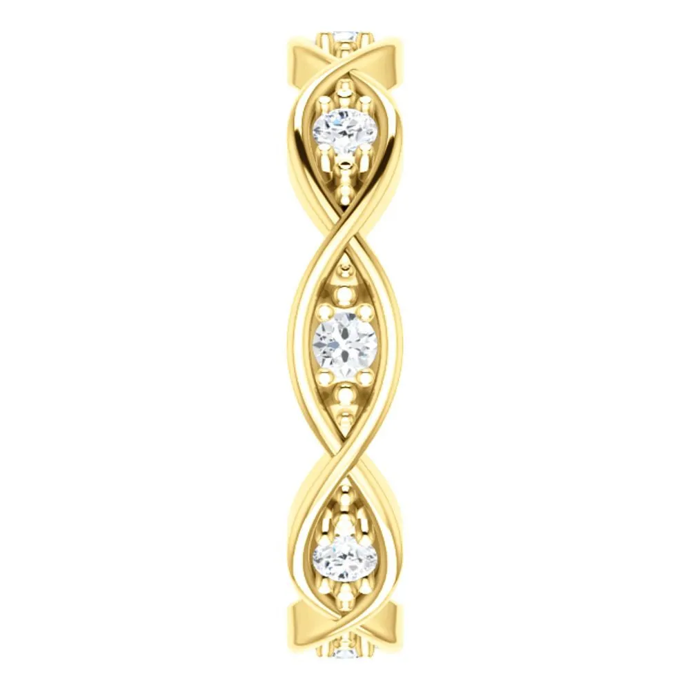 18k Yellow Gold 1/6 CTW Diamond Infinity-Inspired Eternity Band Size 6