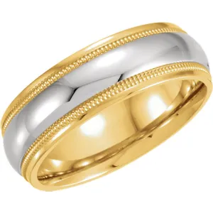 18k Yellow Gold & Platinum 6mm Comfort-Fit Milgrain Band Size 9.5