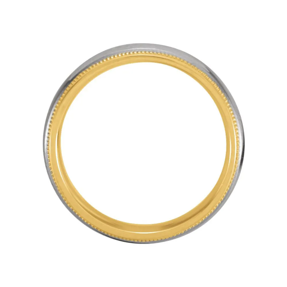 18k Yellow Gold & Platinum 6mm Comfort-Fit Milgrain Band Size 9.5