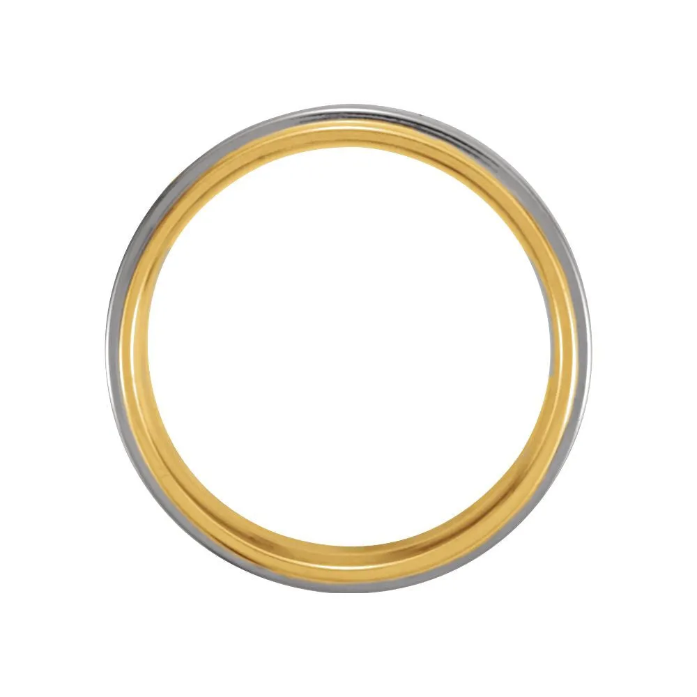 18k Yellow Gold & Platinum 7.5mm Flat Edge Comfort-Fit Band Size 8