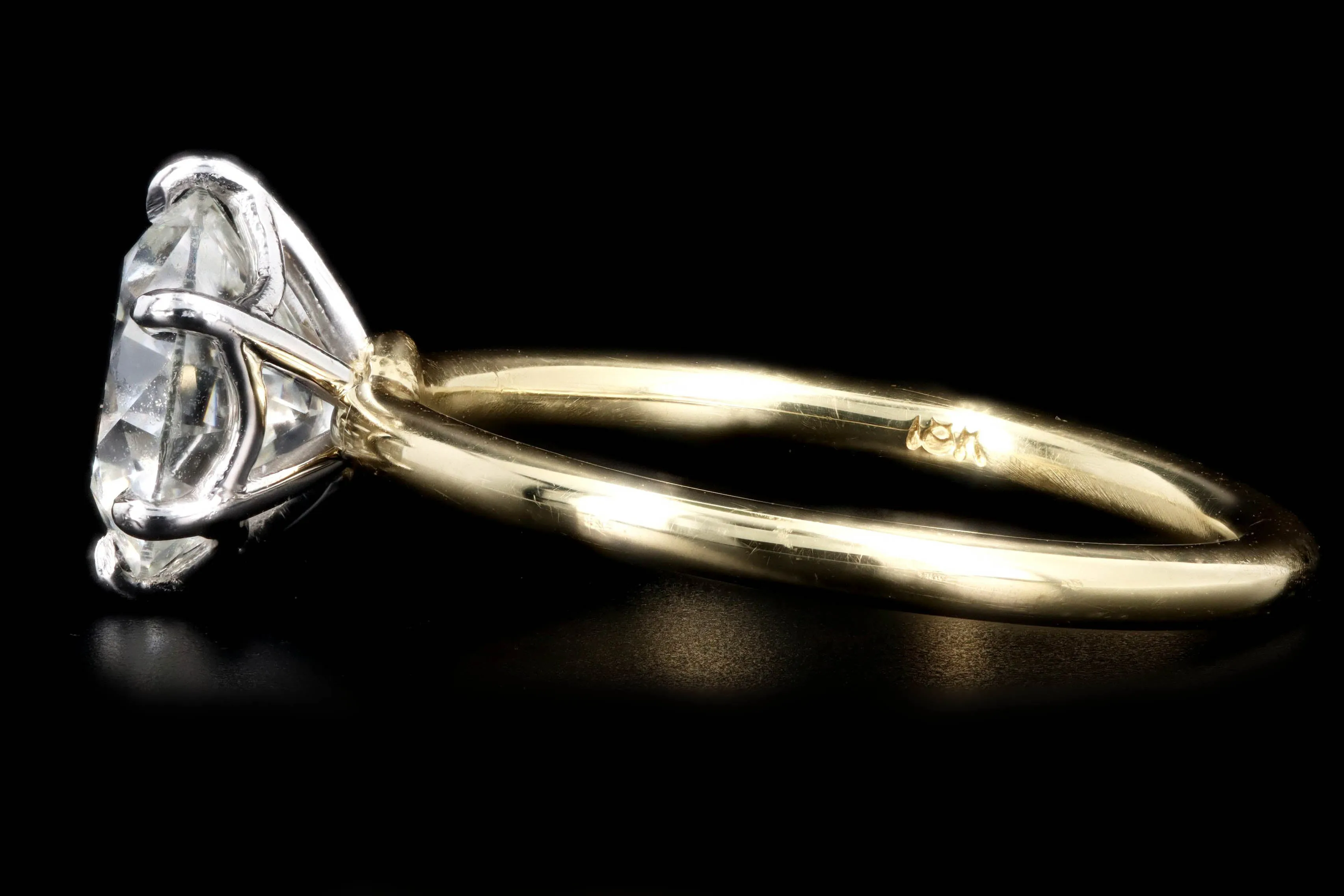 18K Yellow Gold and Platinum 2.06 Carat Round Brilliant Diamond Solitaire Engagement Ring GIA Certified