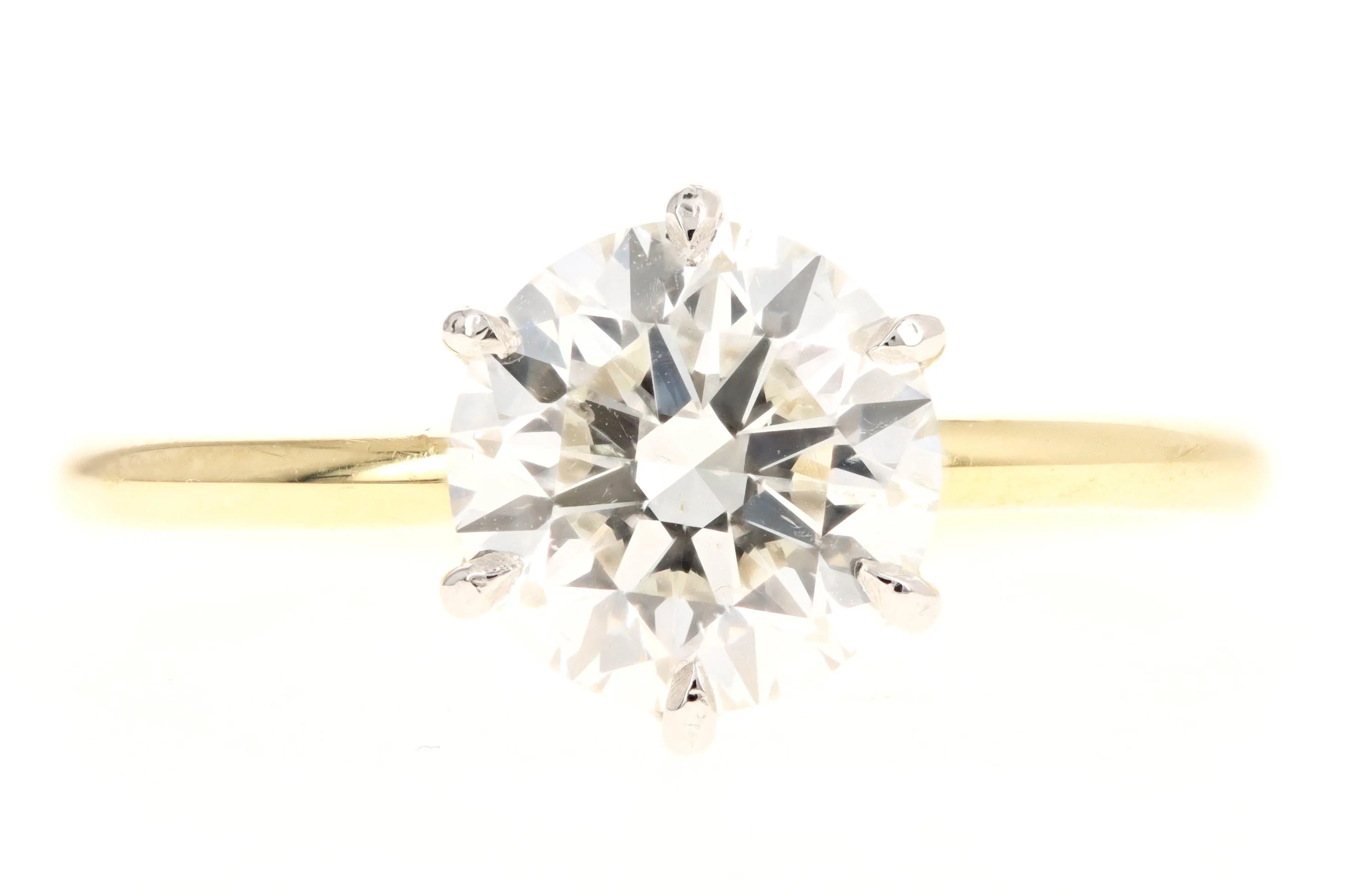 18K Yellow Gold and Platinum 2.06 Carat Round Brilliant Diamond Solitaire Engagement Ring GIA Certified