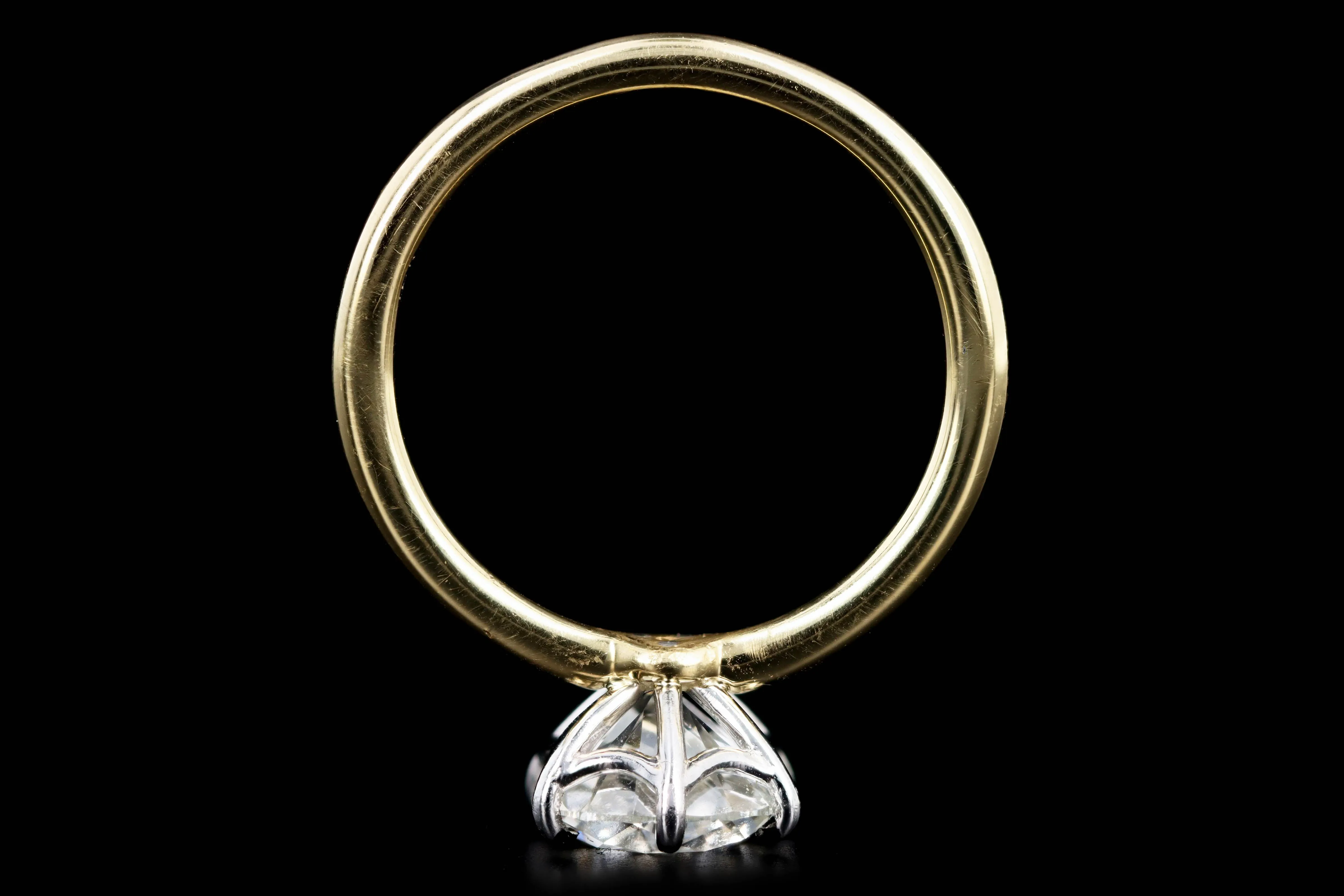 18K Yellow Gold and Platinum 2.06 Carat Round Brilliant Diamond Solitaire Engagement Ring GIA Certified