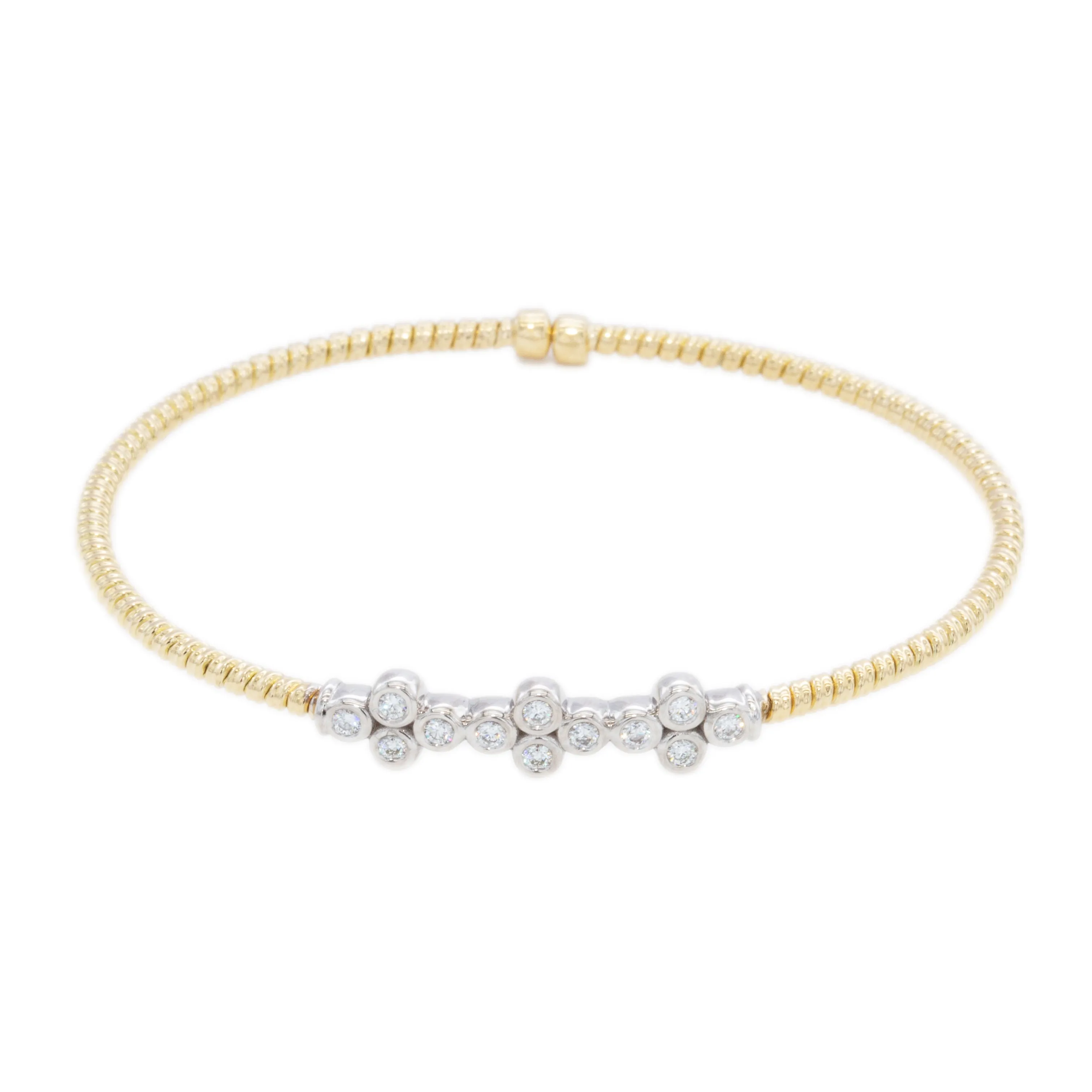 18k Yellow Gold Diamond Cuff Bangle
