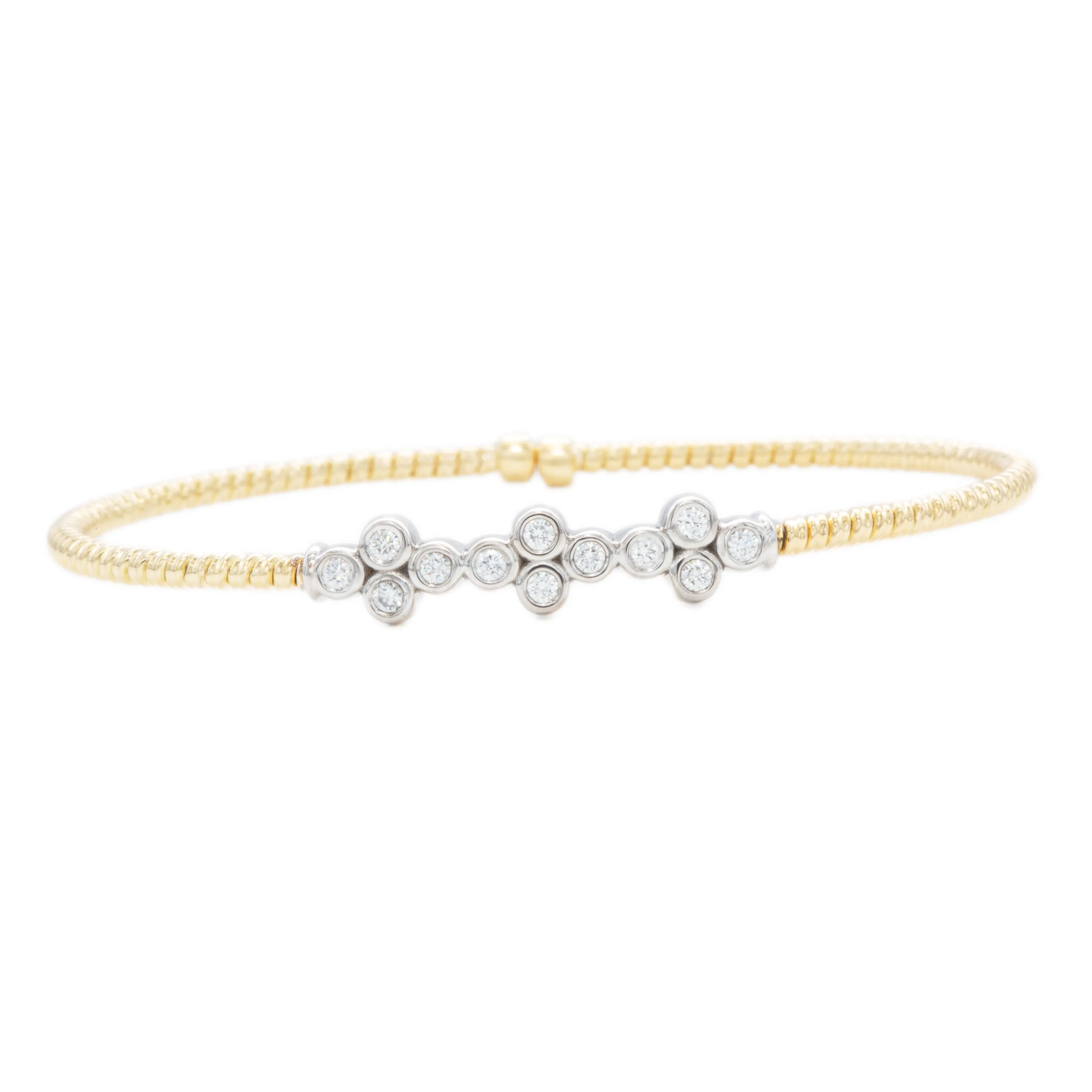 18k Yellow Gold Diamond Cuff Bangle