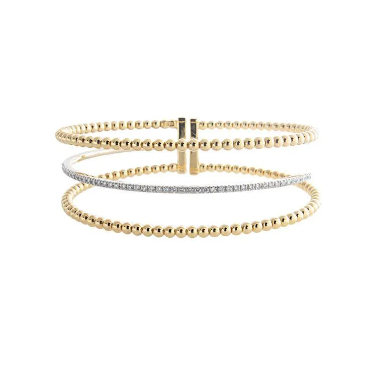 18k Yellow Gold Diamond Cuff Bracelet