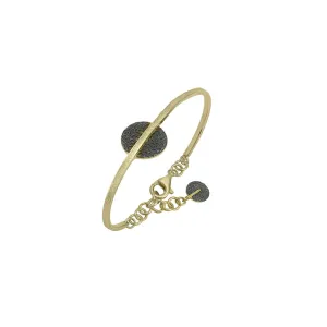 18K Yellow Gold Vermeil And Black Ruthenium Textured Circle Cuff Bracelet