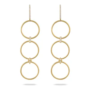 18K Yellow Natural Diamond Dangle Earrings