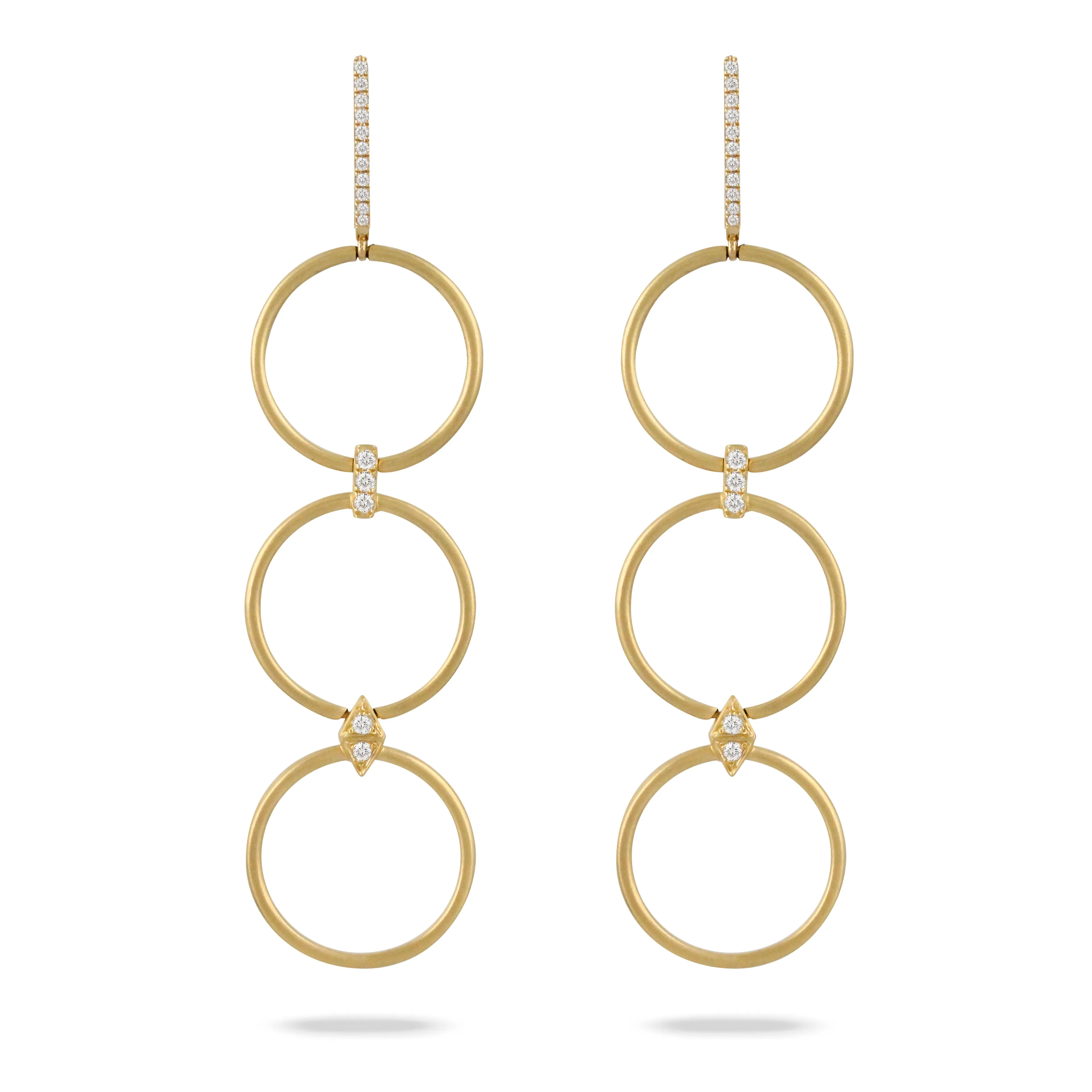 18K Yellow Natural Diamond Dangle Earrings