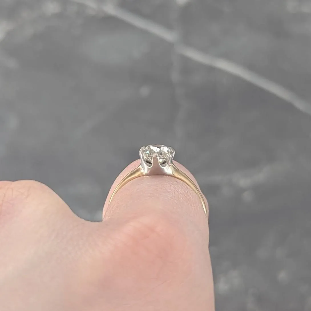 1905 1.22 CTW Old European Cut Diamond Platinum 14 Karat Yellow Gold Antique Solitaire Engagement Ring