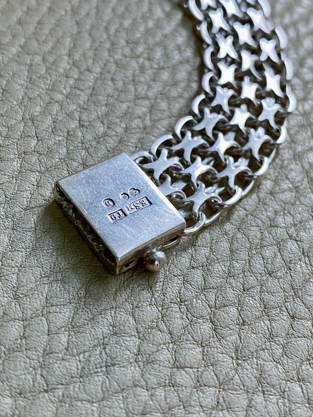 1969 Vintage Sterling Silver x link bracelet - 7.5 inch length