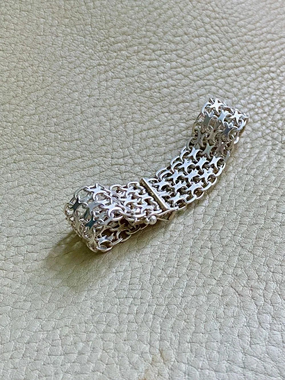 1969 Vintage Sterling Silver x link bracelet - 7.5 inch length
