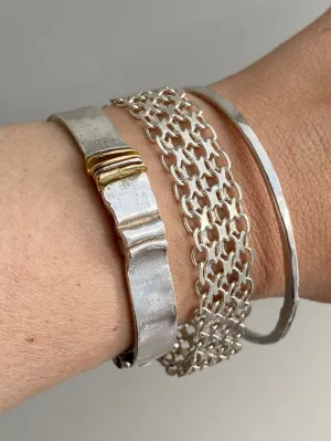 1969 Vintage Sterling Silver x link bracelet - 7.5 inch length