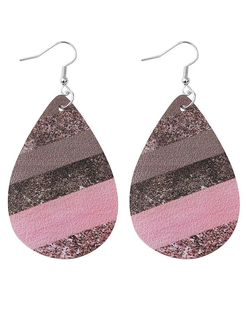 1Pair Geometric Print Colorblock Waterdrop Earrings