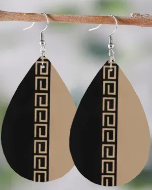 1Pair Geometric Print Colorblock Waterdrop Earrings