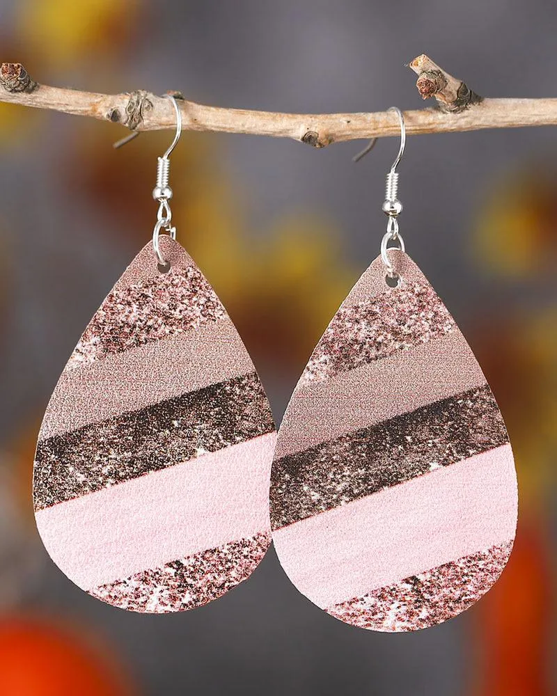 1Pair Geometric Print Colorblock Waterdrop Earrings