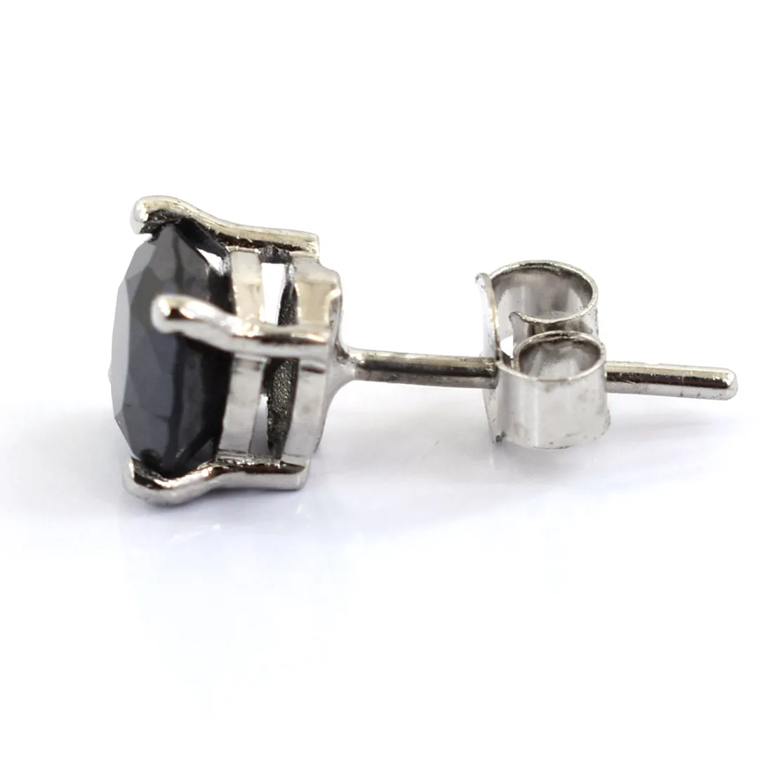 2 Ct AAA Certified Round Shape Black Diamond Solitaire Single Stud, Excellent Quality