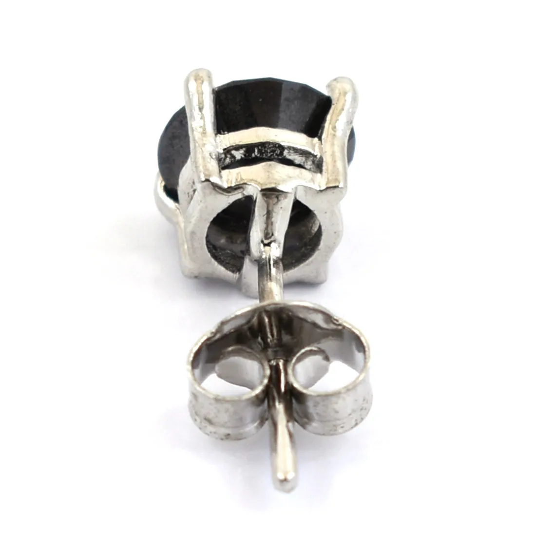 2 Ct AAA Certified Round Shape Black Diamond Solitaire Single Stud, Excellent Quality
