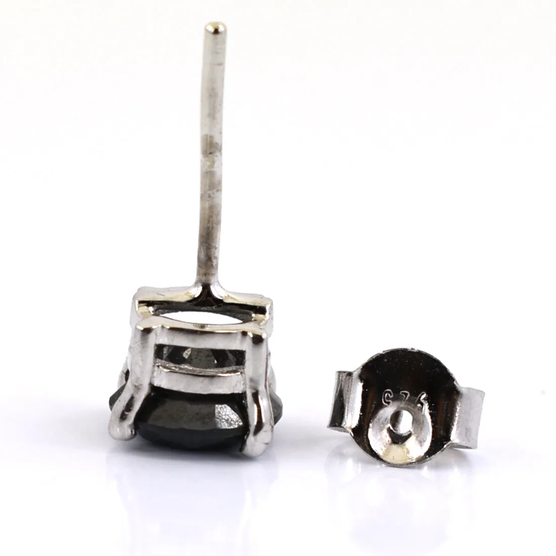 2 Ct AAA Certified Round Shape Black Diamond Solitaire Single Stud, Excellent Quality
