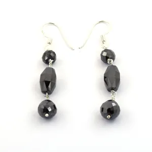 20 Ct Certified Black Diamonds Dangler Drop Earring in Silver, Excellent Quality with Great Luster