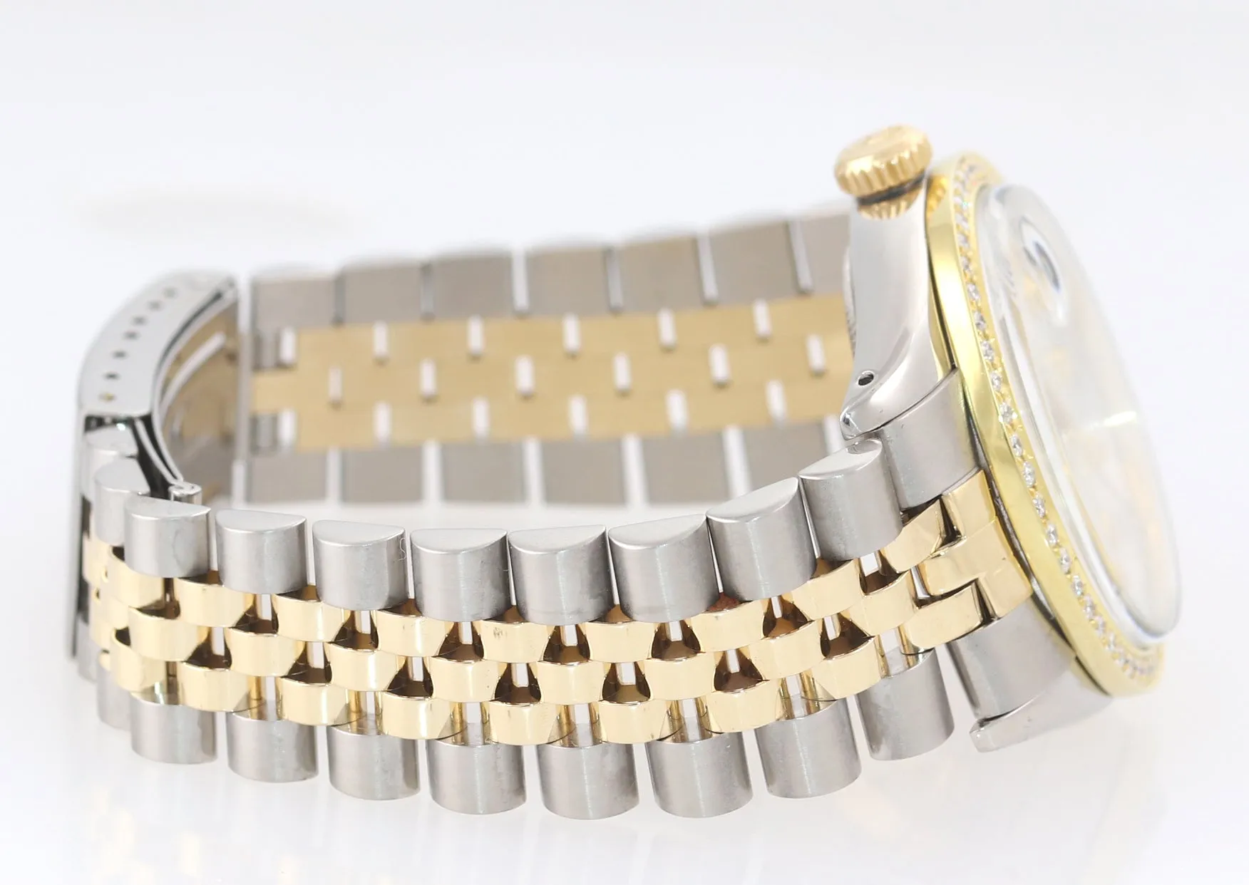 2019 SERVICE Rolex Date 15000 MOP Diamond two tone Gold Bezel 34mm Jubilee