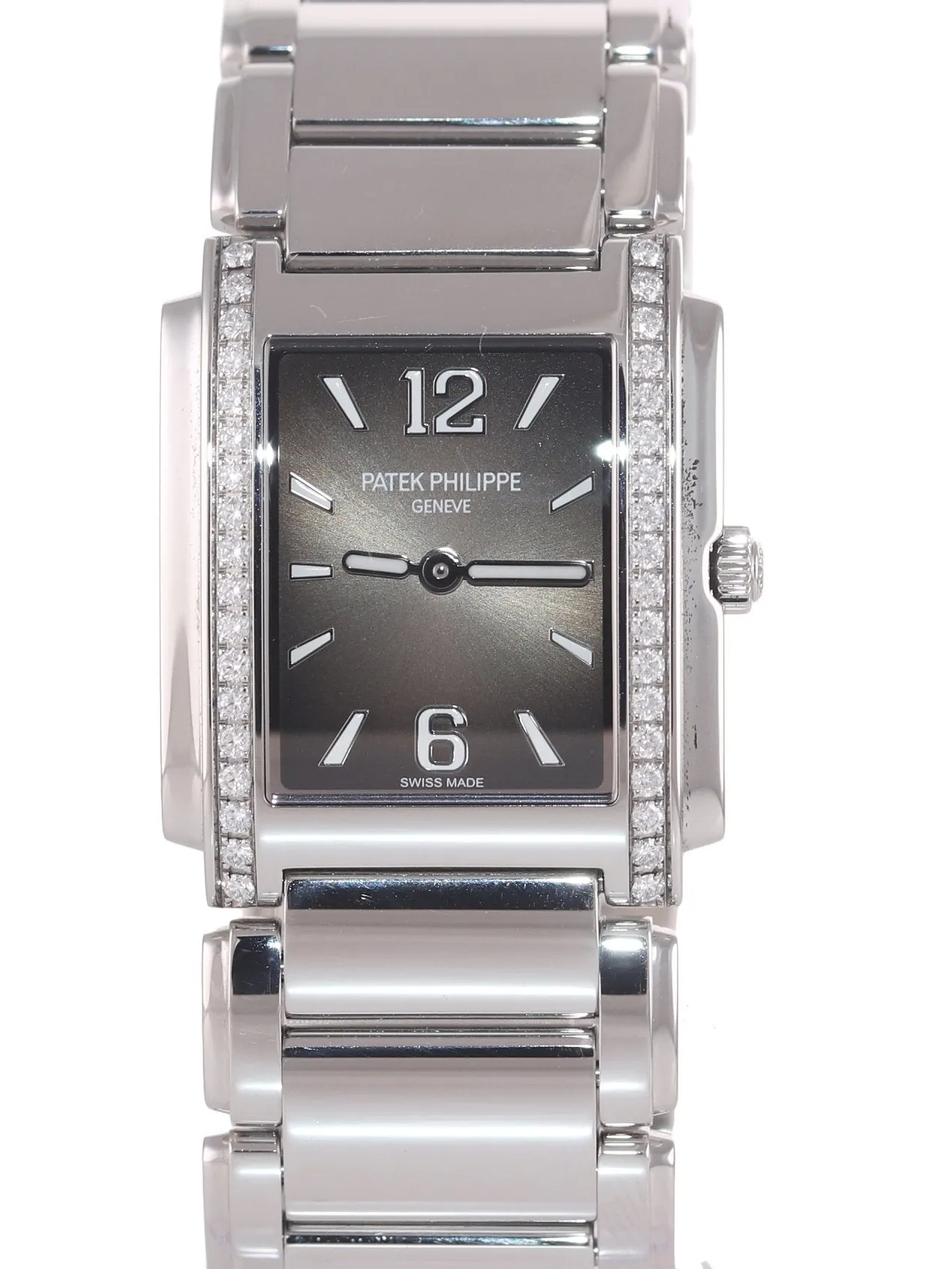 2021 PAPERS Ladies Patek Philippe 24 Steel Gray Diamond 4910/10A-010 Watch